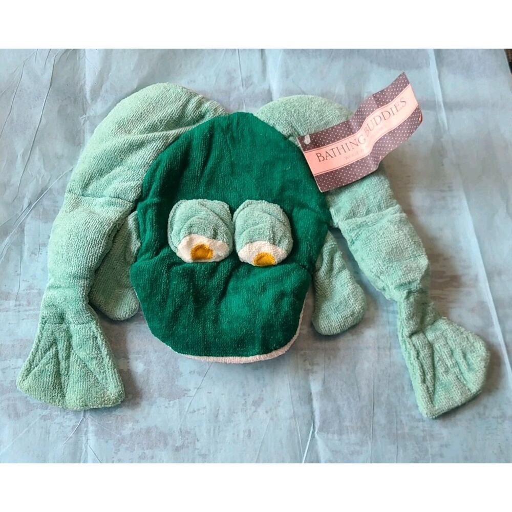 Vintage Bathing Buddies frog bath puppet washcloth large (adult sized) 1970s 80s